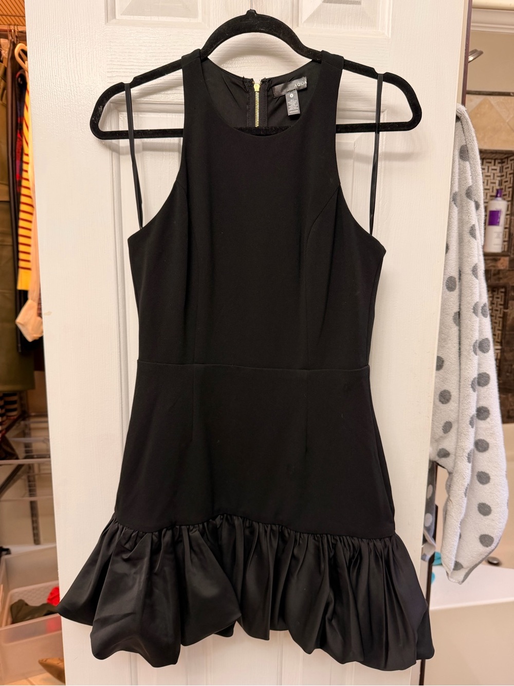 Aqua Black Sleeveless Mini Dress with Ruffle Hem